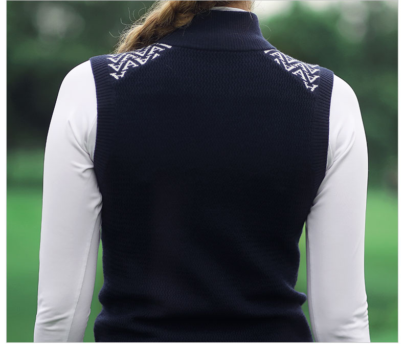美国PGA高尔夫马甲女春秋新品拉链毛衣柔软2021时尚背心裙子套装