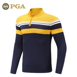美国PGA 秋冬季新品 高尔夫男士长袖毛衣 立领设计 保暖防寒