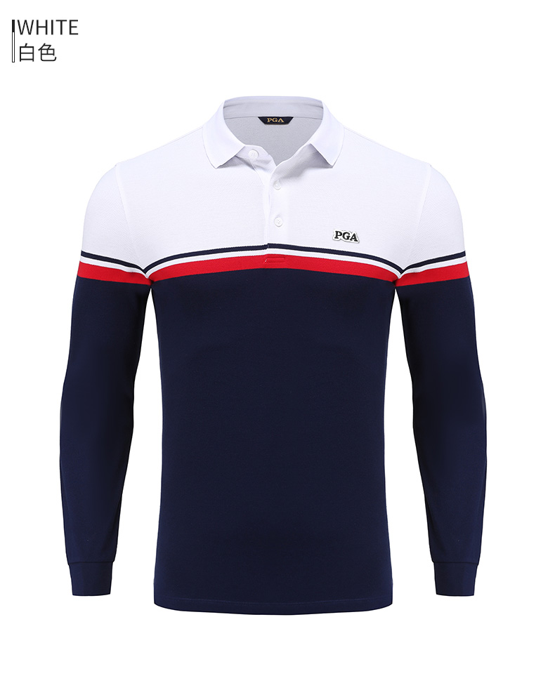 美国PGA 秋冬季新品 高尔夫服装 男士长袖T恤 POLO衫 柔软保暖