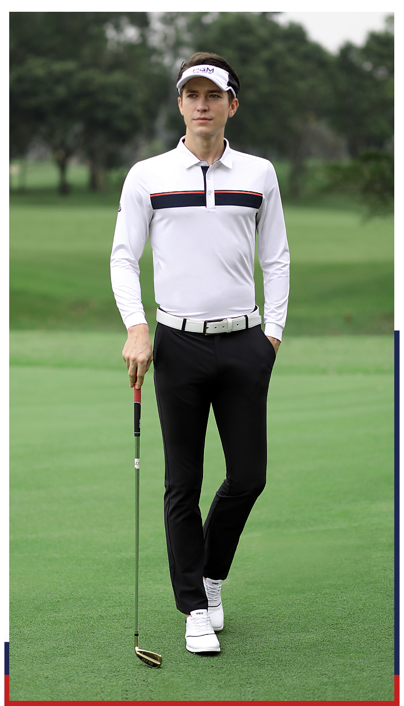 PGM 高尔夫球衣服男 秋冬季长袖t恤 golf保暖上衣服装男装Polo衫