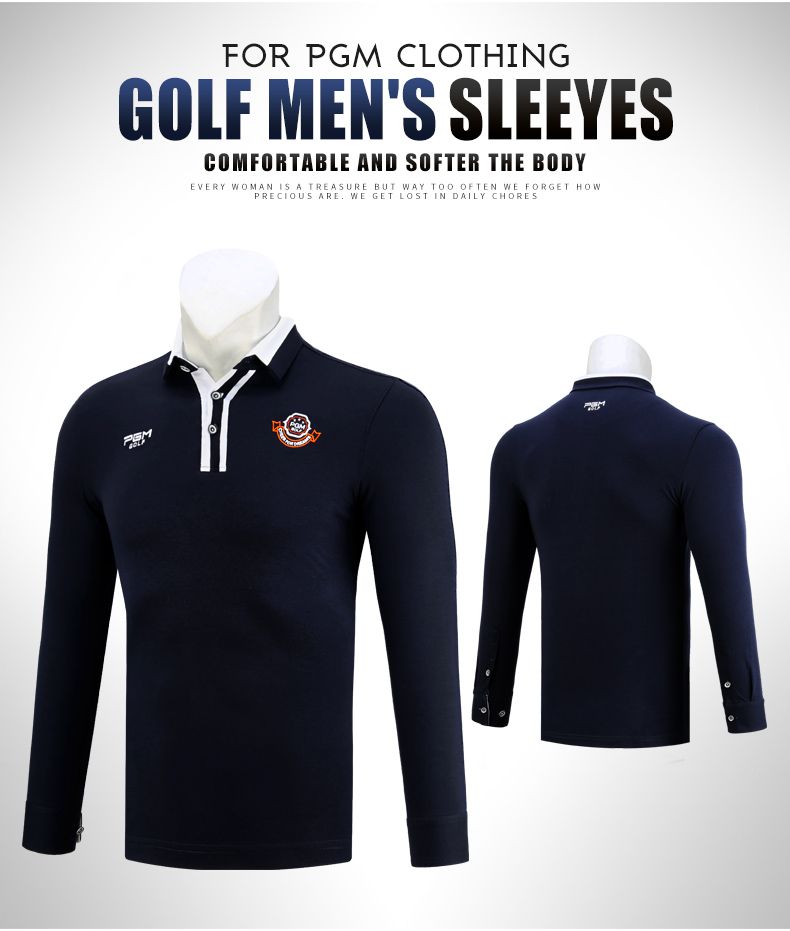 PGM高尔夫球衣服男长袖t恤秋冬季golf保暖上衣服装男装翻领Polo衫