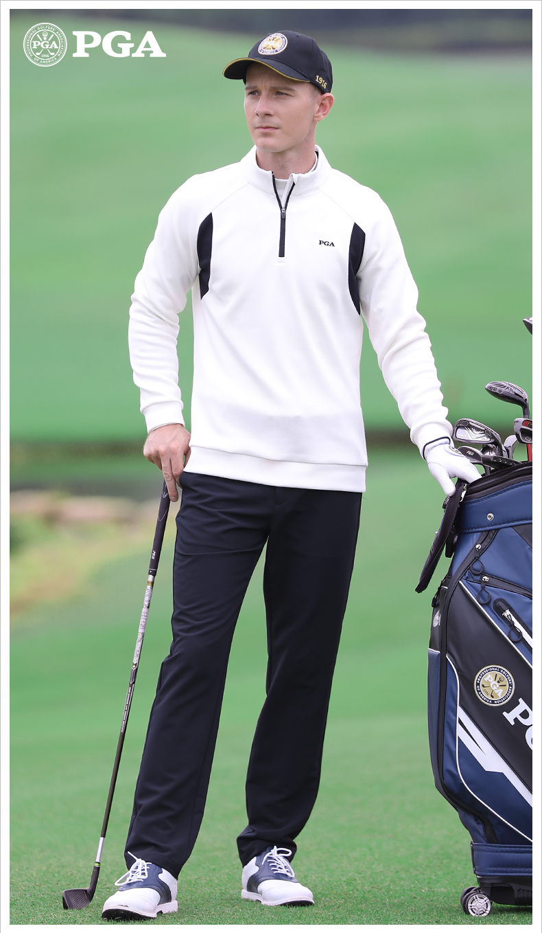 美国PGA  秋冬季新款 高尔夫服装 男士立领长袖外套 舒适保暖