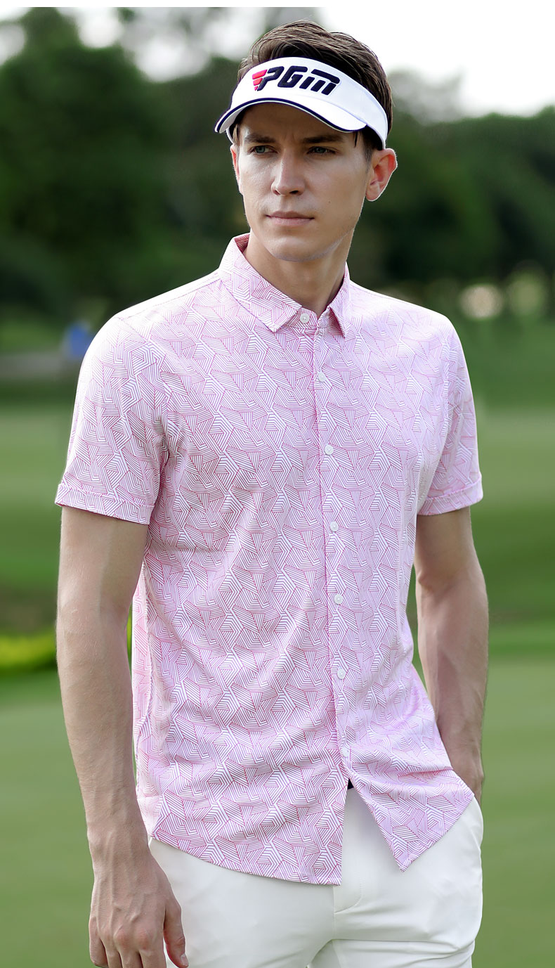 PGM 2021春季 高尔夫服装 男士印花衬衫 golf休闲类 纯棉男装衣服
