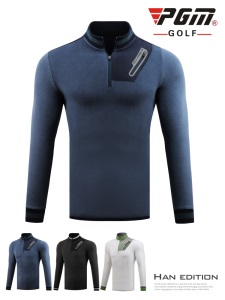 PGM 高尔夫服装男士秋冬季保暖外套衣服长袖t恤golf拉链立领上衣