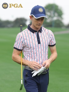 美国PGA 2021夏季高尔夫服装男士短袖T恤时尚logo印花男装上衣