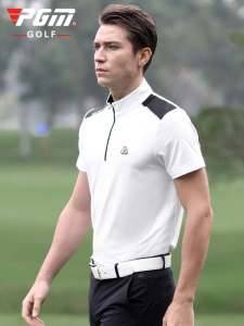 PGM  新品 高尔夫服装 男士短袖t恤 夏季速干 男装立领衣服