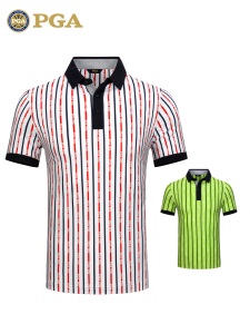 美国PGA 2021夏季高尔夫服装男士短袖T恤时尚logo印花男装上衣