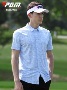 PGM 2021春季 高尔夫服装 男士印花衬衫 golf休闲类 纯棉男装衣服