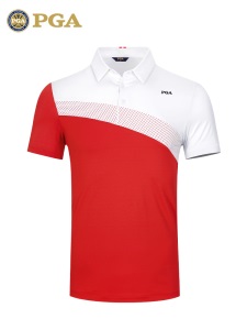 美国PGA 2021夏季高尔夫服装男士短袖T恤 时尚运动弹力男装上衣