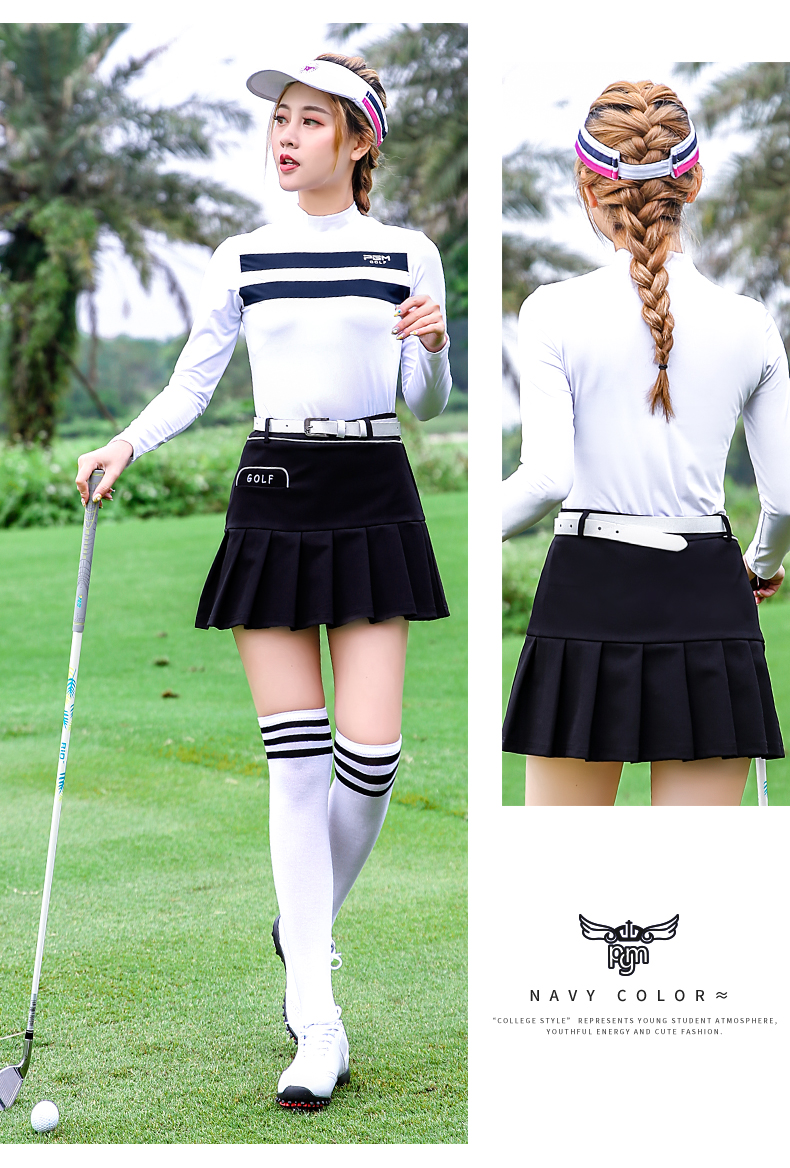 PGM新款高尔夫女装 韩国版衣服女士春夏季服装 长袖T恤打底衣裙子