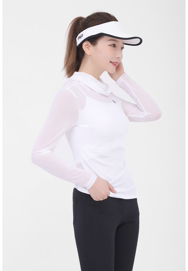 PGM高尔夫防晒衣夏季UPF40+高尔夫服装女冰丝2021带面罩打底衣服