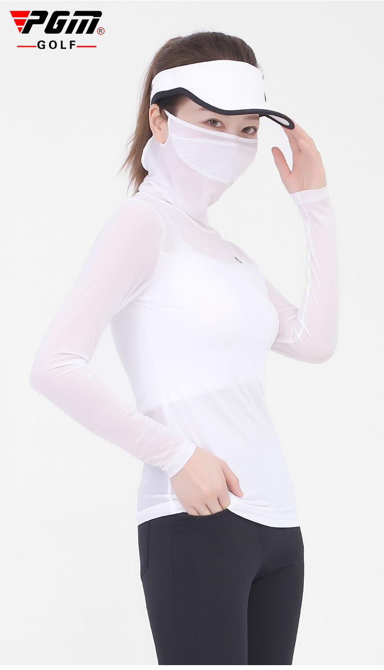 PGM高尔夫防晒衣夏季UPF40+高尔夫服装女冰丝2021带面罩打底衣服