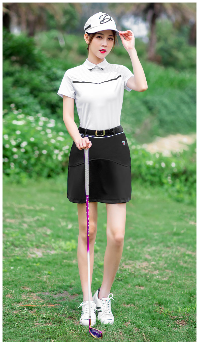 PGM高尔夫女装套装夏季高尔夫服装短袖T恤后背拉链领2021裙子衣服