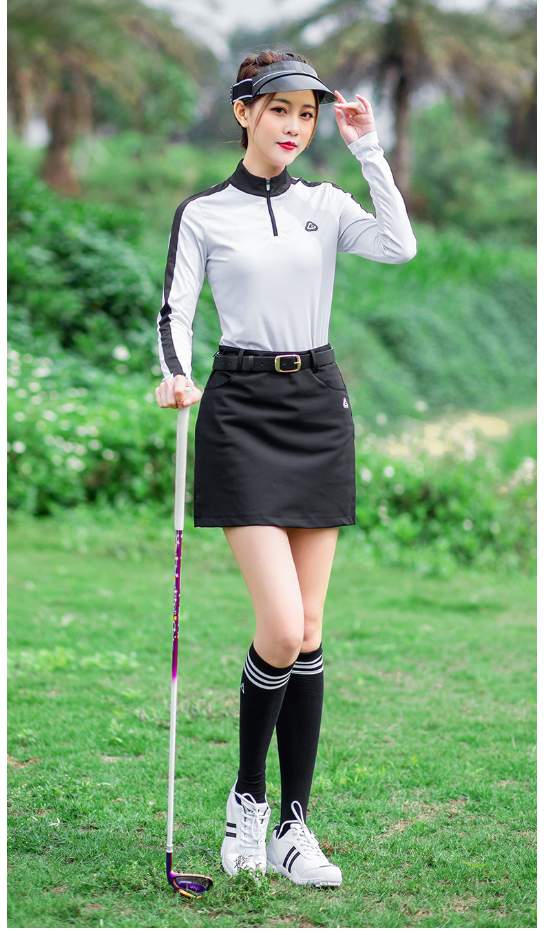 PGM高尔夫套装女装夏季显瘦气质长袖t恤上衣半身裙子韩版运动服装