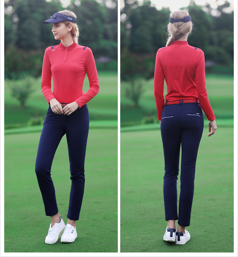 美国PGA高尔夫套装女显瘦夏季长袖T恤上衣高尔夫球衣服气质百搭