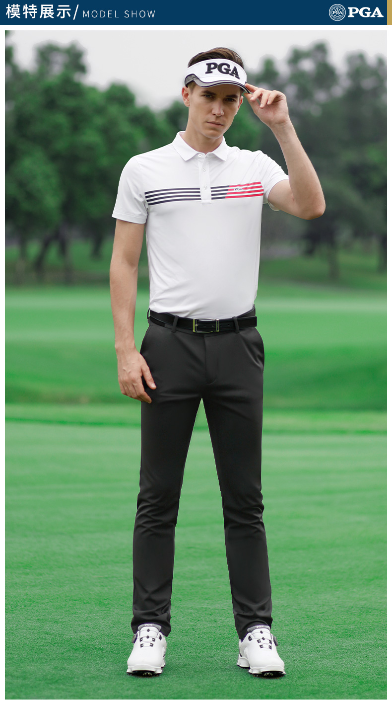 美国PGA 2021秋季高尔夫裤子加厚磨绒长裤 保暖运动长裤 弹力腰带