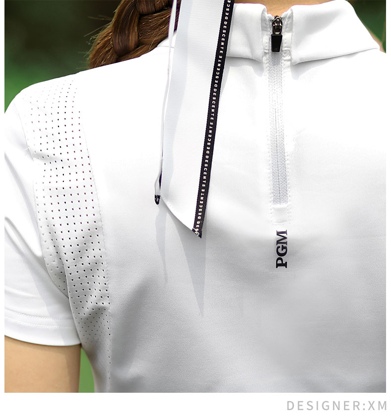 PGM高尔夫女装套装夏季高尔夫服装短袖T恤后背拉链领2021裙子衣服