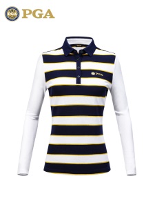 美国PGA 2021新款高尔夫球衣春夏服翻领POLO衫舒适时尚服装上衣女