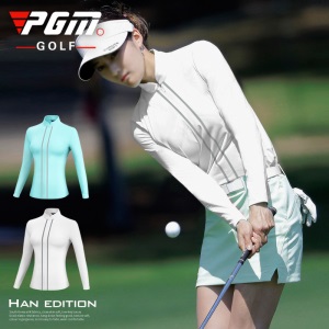 PGM高尔夫女装韩国版高尔夫服装女士长袖T恤春夏季立领修身防晒衣