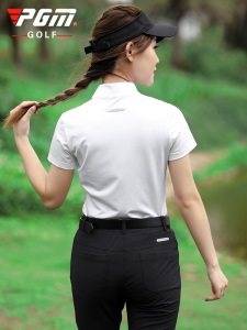 PGM 正品夏季新品高尔夫女装上衣短袖T恤 拉链领 速干面料衣服