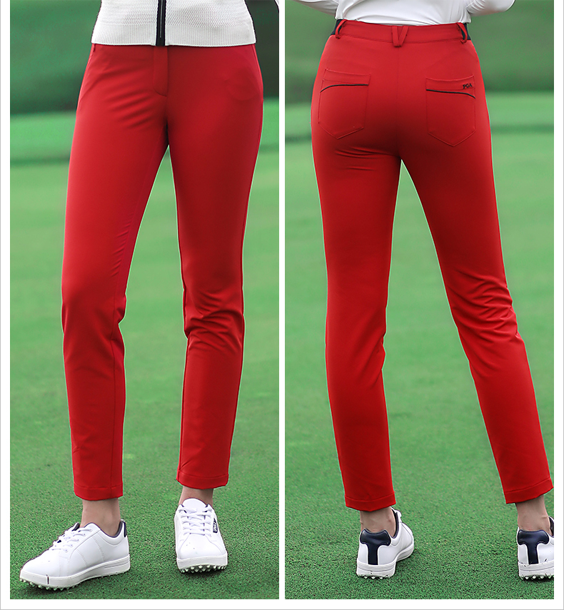 美国PGA 高尔夫球服装裤子女运动裤春秋季磨绒女装九分裤弹力修身