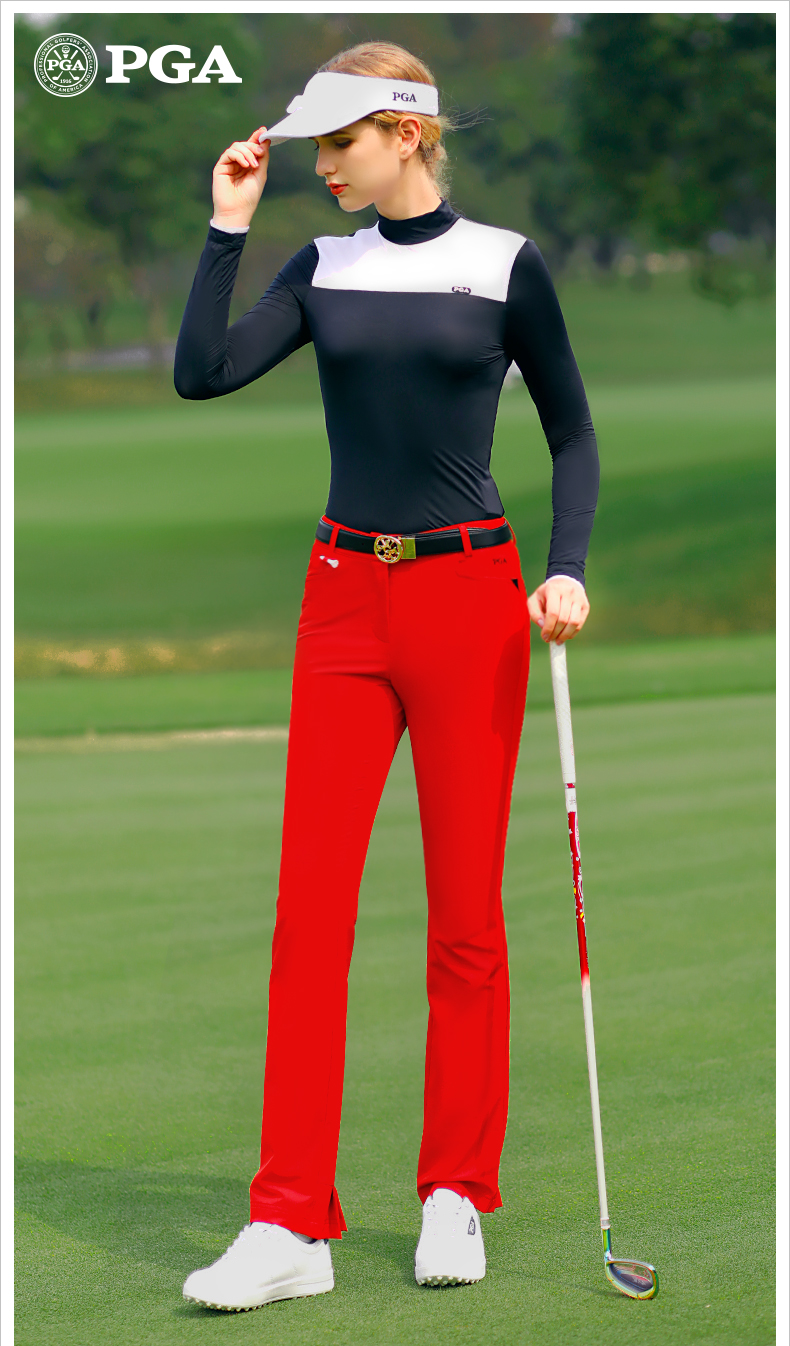 美国PGA 2021新款高尔夫女裤夏季高尔夫长裤女阔腿裤弹力喇叭裤