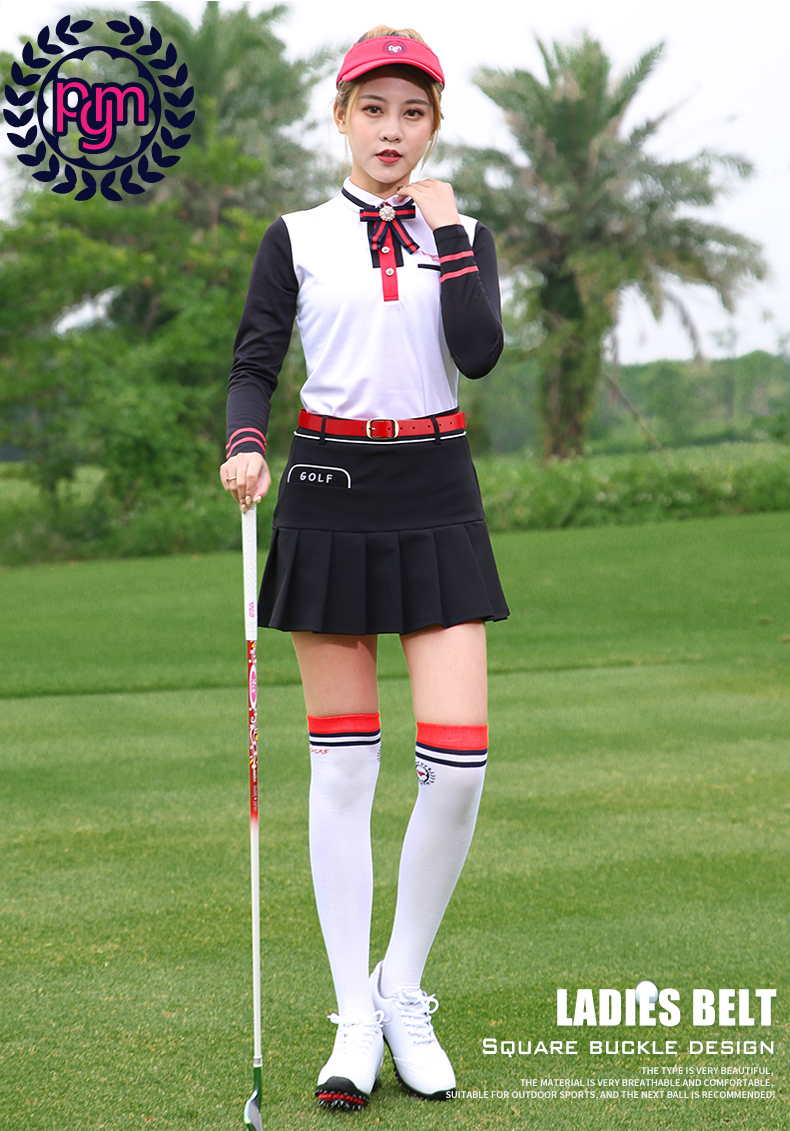 PGM 韩版 高尔夫皮带 柔软PU 女士 百搭装饰 方扣腰带 运动皮带
