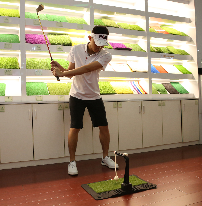 PGM可调高度！室内高尔夫挥杆练习器360°旋转训练器带吸盘打击垫