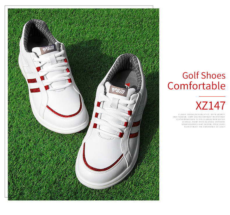 PGM 2021新品 高尔夫球鞋 女士防水鞋子 坡跟增高女鞋 防侧滑鞋钉
