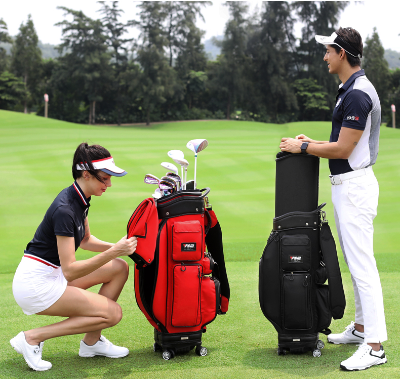 PGM 双球帽 高尔夫球包男女轻便伸缩球包袋航空托运包拖轮球杆包