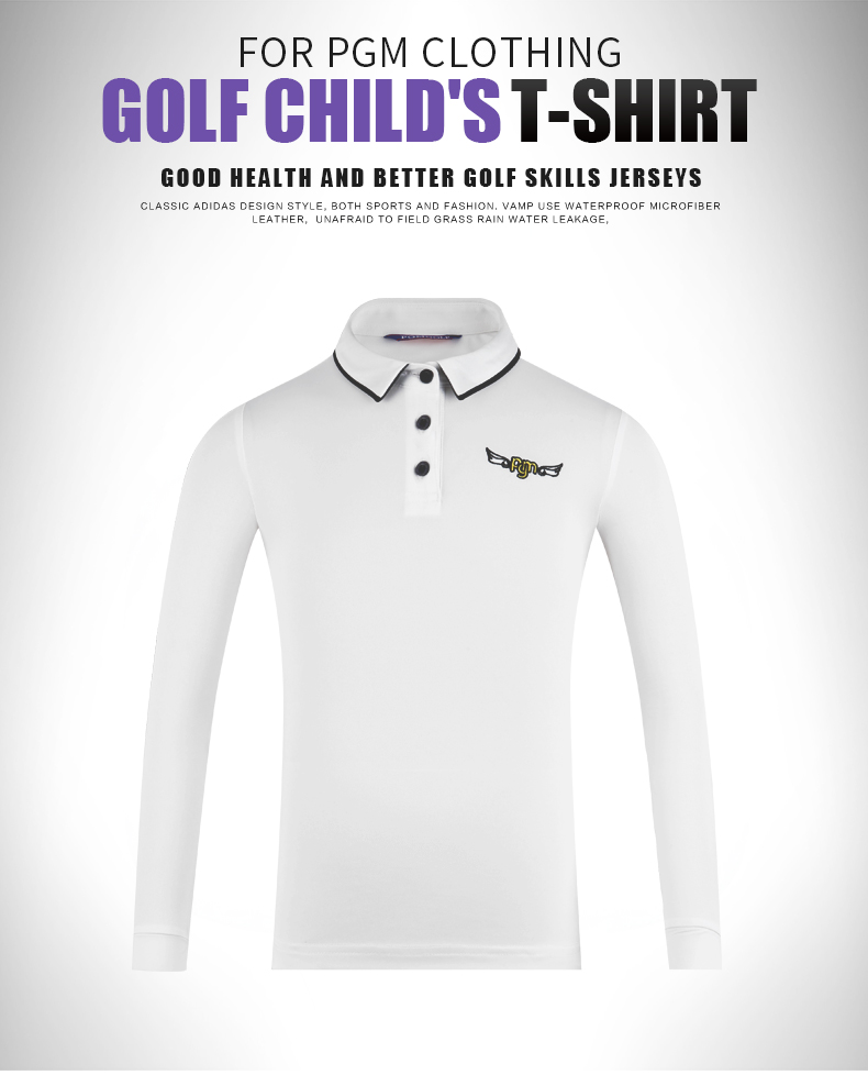 PGM新儿童高尔夫衣服长袖T恤女童夏季中大童服装青少年运动球服