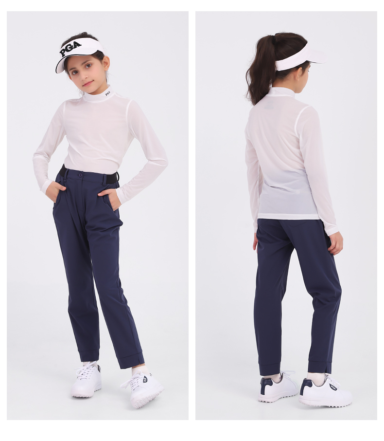 美国PGA女童高尔夫衣服2021新款儿童运动服装夏季弹力速干打底衫