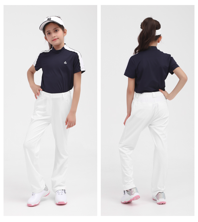 PGM女童高尔夫服装青少年运动长裤夏季运动球裤速干透气弹力裤子