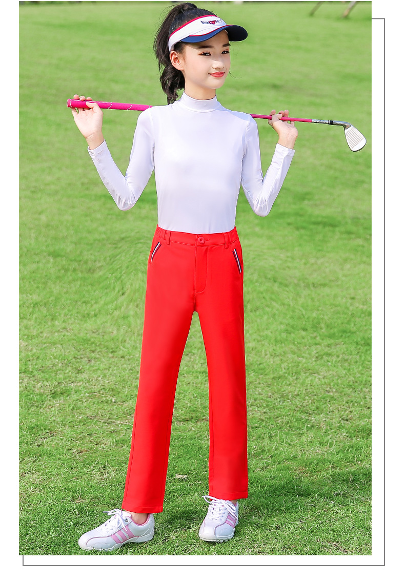PGM儿童高尔夫球服童装女童夏季长裤子青少年服装运动球裤服饰