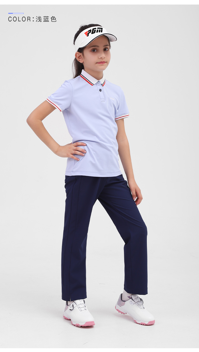 PGM儿童高尔夫套装夏季青少年裤子2021新款女童短袖T恤上衣服装