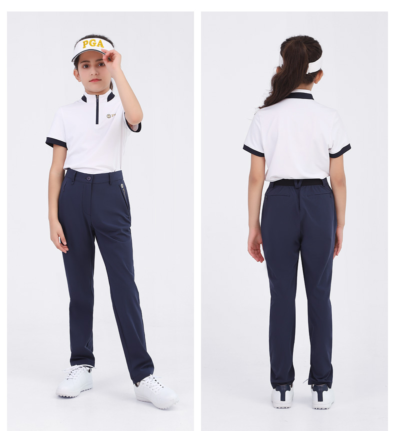 美国PGA儿童高尔夫球服2021新女童短袖T恤服装夏季青少年运动童装
