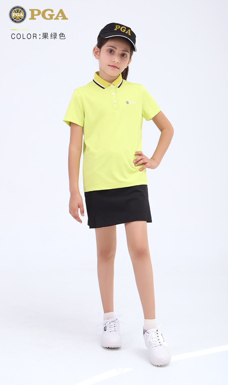 美国PGA儿童高尔夫衣服2021新款女童夏季服装裙子套装短袖T恤童装