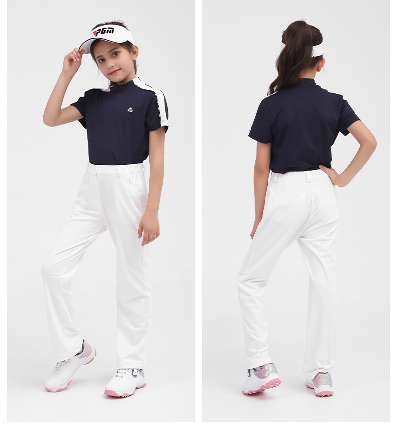 PGM女童高尔夫服装2021新款青少年短袖T恤上衣夏季时尚运动衣服