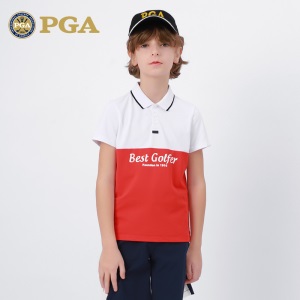 美国PGA 高尔夫服装夏季男童短袖T恤2021新款青少年速干运动上衣
