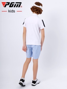 PGM儿童高尔夫球服夏季2021新款男童装短袖T恤青少年服装透气衣服