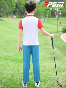 PGM儿童高尔夫衣服男童短袖T恤服装青少年夏季运动长裤上衣套装