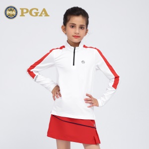 美国PGA女童高尔夫服装夏季青少年长袖上衣T恤儿童裙子衣服套装