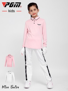 PGM新儿童高尔夫衣服长袖T恤女童夏季中大童服装青少年运动球服