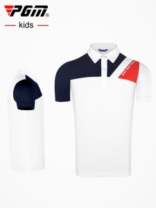 PGM儿童高尔夫衣服2021新男童服装夏季运动球服上衣青少年短袖T恤