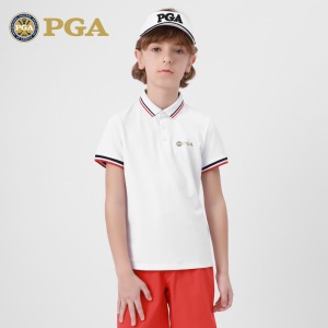 美国PGA高尔夫儿童服装2021新款男童短袖T恤夏季青少年运动上衣服