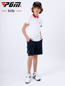 PGM儿童高尔夫服装2021新品短袖T恤夏季男童青少年上衣速干衣服