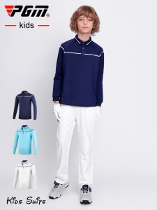 PGM新品中大童高尔夫服装儿童长袖T恤男童夏季衣服青少年运动服