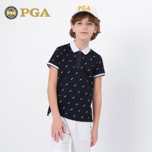 美国PGA儿童高尔夫服装2021新款男童短袖T恤夏季青少年运动上衣服