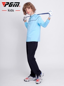 PGM新品中大童高尔夫服装儿童长袖T恤男童夏季衣服青少年运动服