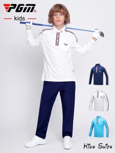 PGM高尔夫服装儿童长袖T恤男童春夏弹力衣服青少年中大童运动球服